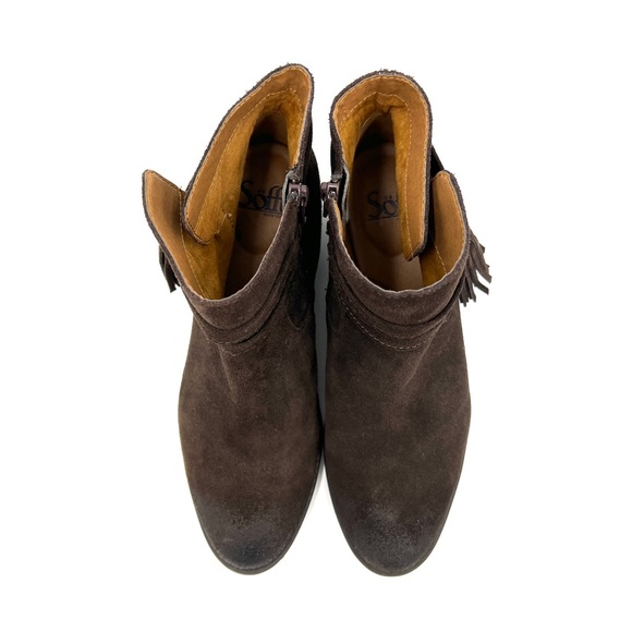 Sofft Tamala Bootie Dark Brown Suede Fringe Tassel Boho Size 8 - Picture 4 of 11